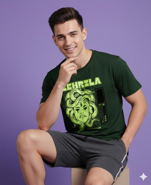 T.T. Men’s Cotton Blend | Printed Round Neck T-Shirt & Regular Fit Shorts | Casual Co-ord Set for Men