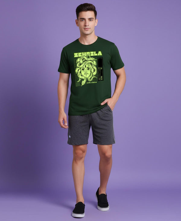 T.T. Men’s Cotton Blend | Printed Round Neck T-Shirt & Regular Fit Shorts | Casual Co-ord Set for Men