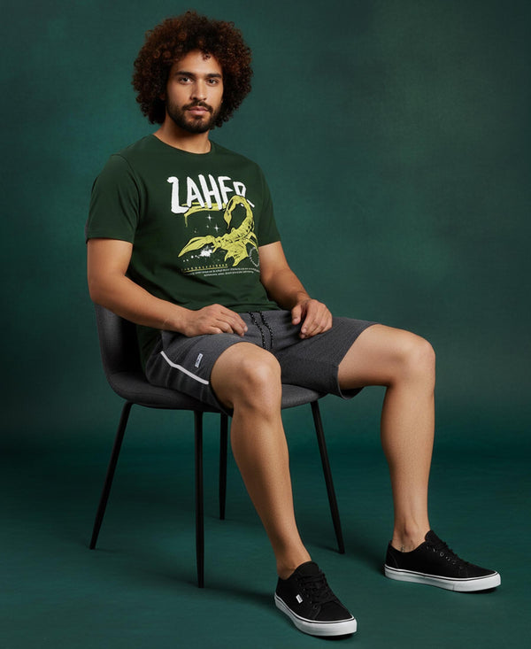 T.T. Men’s Cotton Blend | Printed Round Neck T-Shirt & Regular Fit Shorts | Casual Co-ord Set for Men