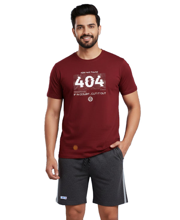 T.T. Men’s Cotton Blend | Printed Round Neck T-Shirt & Regular Fit Shorts | Casual Co-ord Set for Men