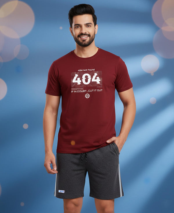 T.T. Men’s Cotton Blend | Printed Round Neck T-Shirt & Regular Fit Shorts | Casual Co-ord Set for Men