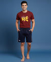 T.T. Men’s Cotton Blend | Printed Round Neck T-Shirt & Regular Fit Shorts | Casual Co-ord Set for Men