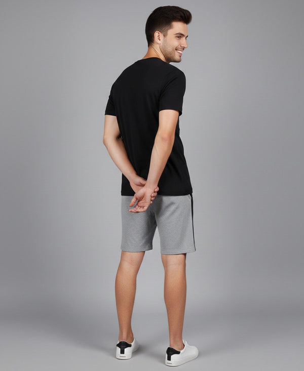 T.T. Men’s Cotton Blend | Printed Round Neck T-Shirt & Regular Fit Shorts | Casual Co-ord Set for Men