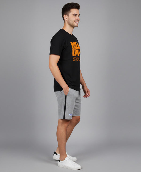 T.T. Men’s Cotton Blend | Printed Round Neck T-Shirt & Regular Fit Shorts | Casual Co-ord Set for Men