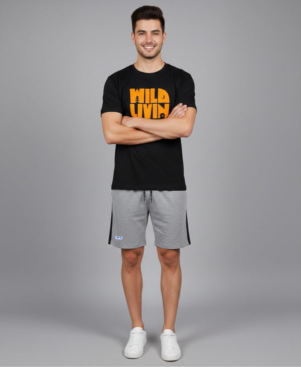 T.T. Men’s Cotton Blend | Printed Round Neck T-Shirt & Regular Fit Shorts | Casual Co-ord Set for Men