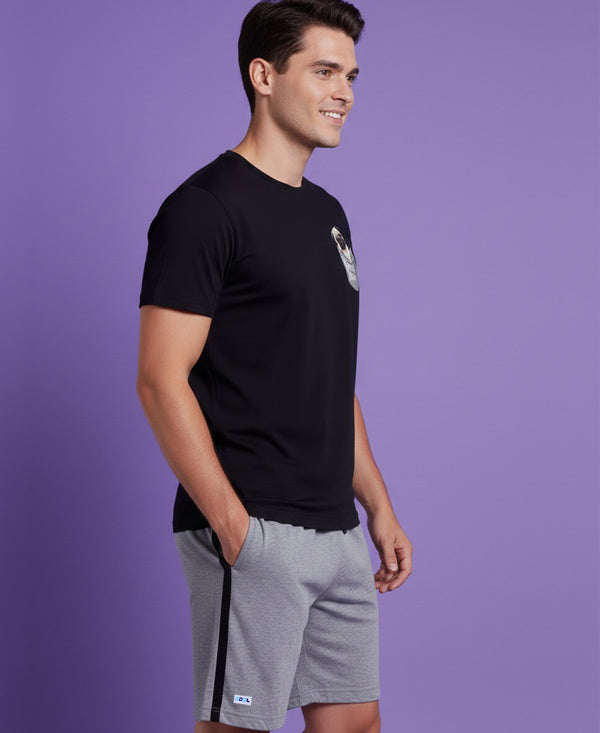 T.T. Men’s Cotton Blend | Printed Round Neck T-Shirt & Regular Fit Shorts | Casual Co-ord Set for Men