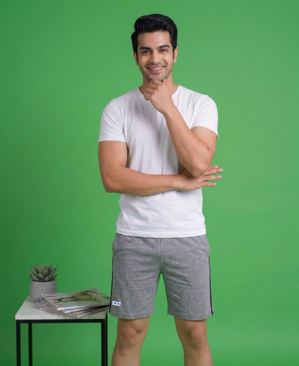 T.T. Men’s Cotton Blend | Solid Round Neck T-Shirt & Regular Fit Shorts | Casual Co-ord Set for Men