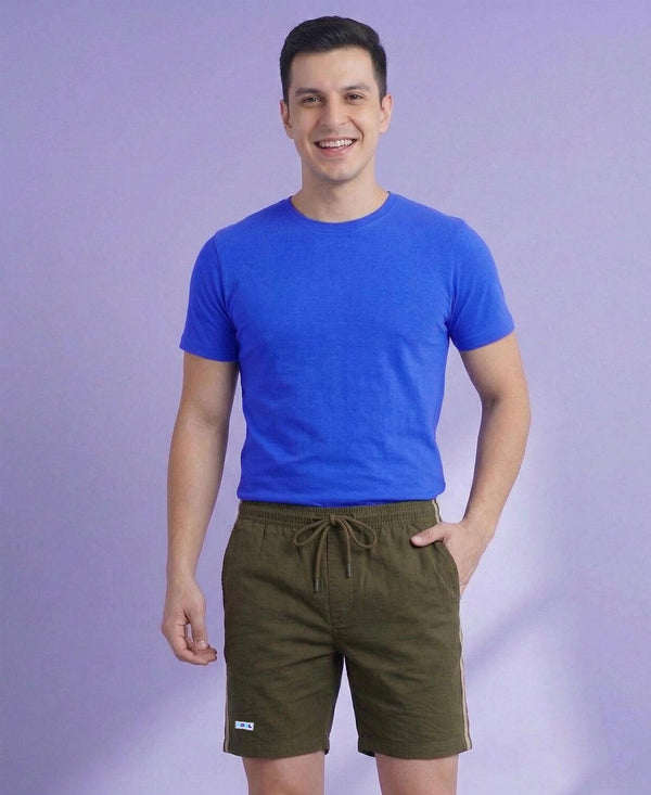 T.T. Men’s Cotton Blend | Solid Round Neck T-Shirt & Regular Fit Shorts | Casual Co-ord Set for Men