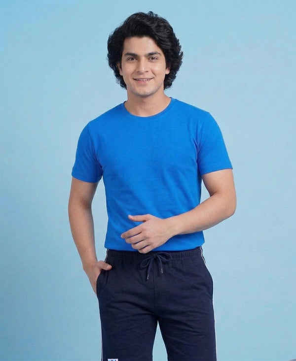 T.T. Men’s Cotton Blend | Solid Round Neck T-Shirt & Regular Fit Shorts | Casual Co-ord Set for Men