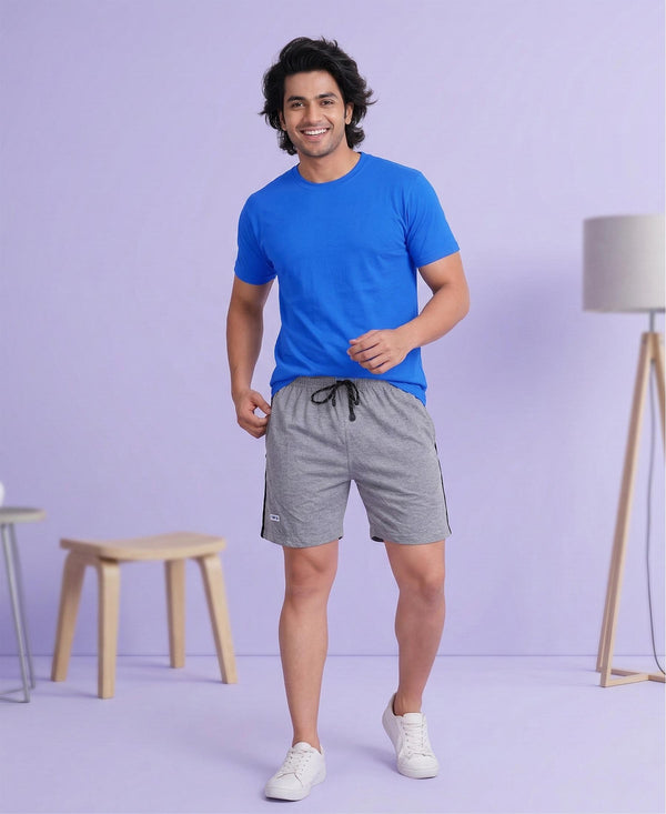 T.T. Men’s Cotton Blend | Solid Round Neck T-Shirt & Regular Fit Shorts | Casual Co-ord Set for Men