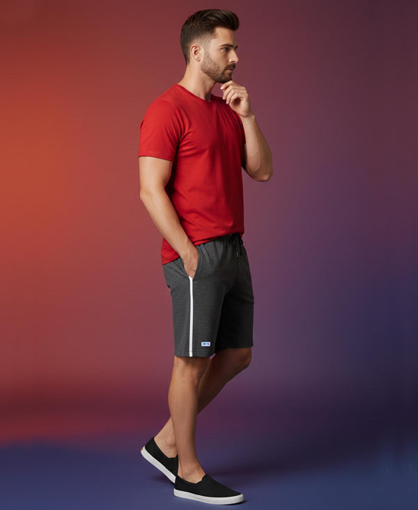 T.T. Men’s Cotton Blend | Solid Round Neck T-Shirt & Regular Fit Shorts | Casual Co-ord Set for Men