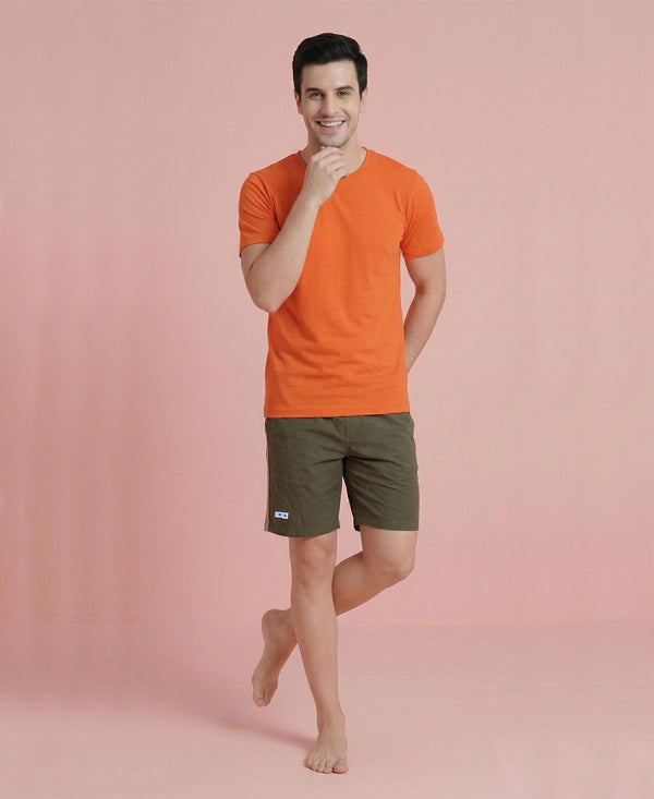 T.T. Men’s Cotton Blend | Solid Round Neck T-Shirt & Regular Fit Shorts | Casual Co-ord Set for Men