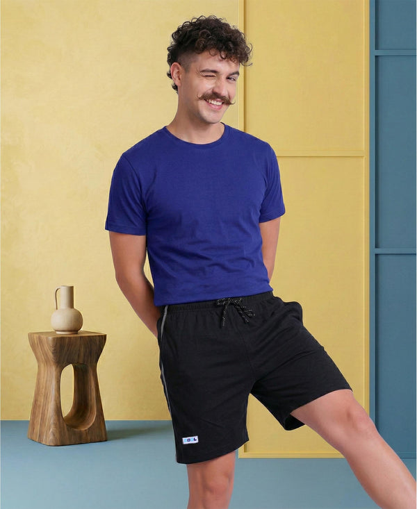 T.T. Men’s Cotton Blend | Solid Round Neck T-Shirt & Regular Fit Shorts | Casual Co-ord Set for Men