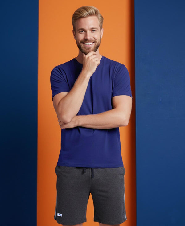 T.T. Men’s Cotton Blend | Solid Round Neck T-Shirt & Regular Fit Shorts | Casual Co-ord Set for Men