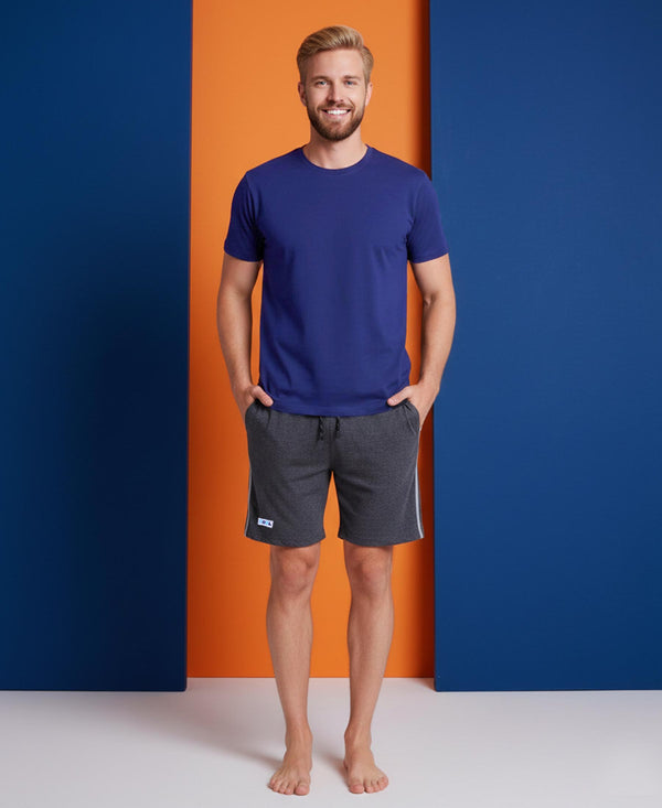 T.T. Men’s Cotton Blend | Solid Round Neck T-Shirt & Regular Fit Shorts | Casual Co-ord Set for Men