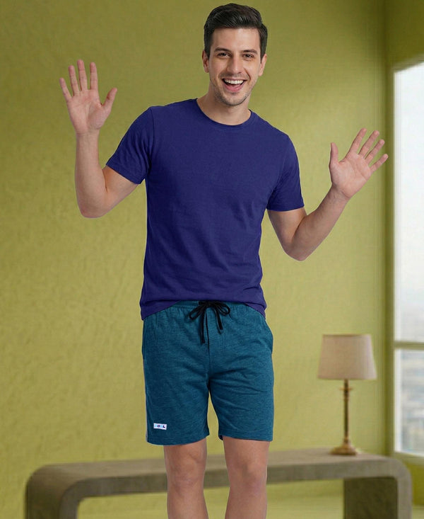 T.T. Men’s Cotton Blend | Solid Round Neck T-Shirt & Regular Fit Shorts | Casual Co-ord Set for Men