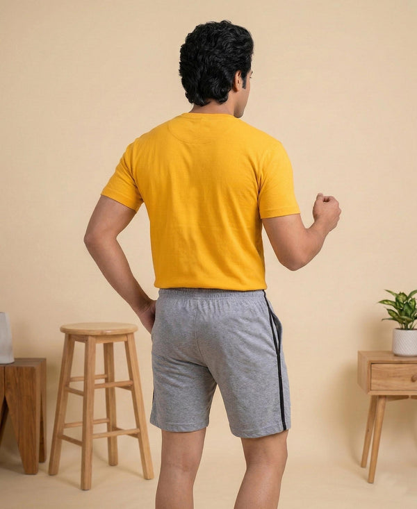 T.T. Men’s Cotton Blend | Solid Round Neck T-Shirt & Regular Fit Shorts | Casual Co-ord Set for Men