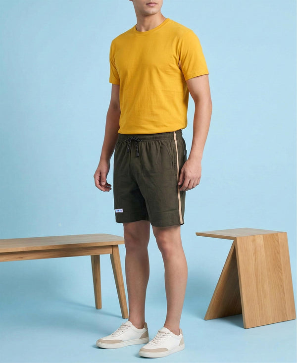 T.T. Men’s Cotton Blend | Solid Round Neck T-Shirt & Regular Fit Shorts | Casual Co-ord Set for Men