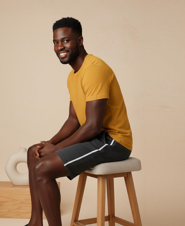 T.T. Men’s Cotton Blend | Solid Round Neck T-Shirt & Regular Fit Shorts | Casual Co-ord Set for Men