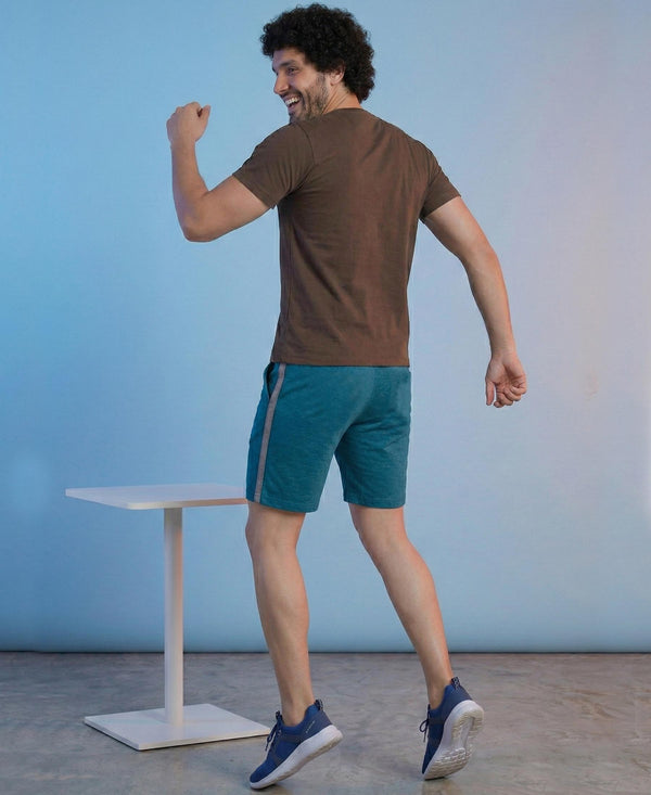 T.T. Men’s Cotton Blend | Solid Round Neck T-Shirt & Regular Fit Shorts | Casual Co-ord Set for Men