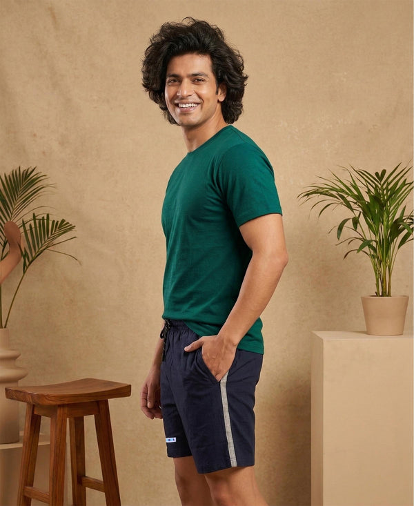 T.T. Men’s Cotton Blend | Solid Round Neck T-Shirt & Regular Fit Shorts | Casual Co-ord Set for Men