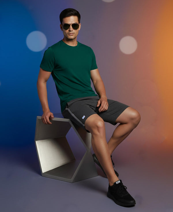 T.T. Men’s Cotton Blend | Solid Round Neck T-Shirt & Regular Fit Shorts | Casual Co-ord Set for Men