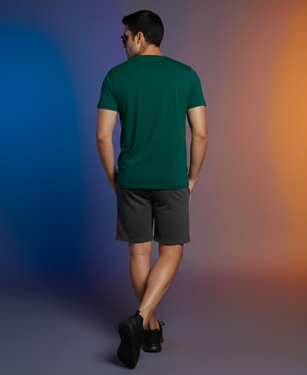 T.T. Men’s Cotton Blend | Solid Round Neck T-Shirt & Regular Fit Shorts | Casual Co-ord Set for Men