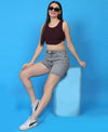 T.T. Women|Ribbed Crop Top|Sleeveless Round Neck Slim Fit Aesthetic Streetwear Top|Stretchable Cotton Fabric|Tshirt|Top||Plum