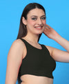 T.T. Women|Ribbed Crop Top|Sleeveless Round Neck Slim Fit Aesthetic Streetwear Top|Stretchable Cotton Fabric|Tshirt|Top||Olive