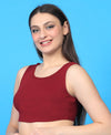 T.T. Women|Ribbed Crop Top|Sleeveless Round Neck Slim Fit Aesthetic Streetwear Top|Stretchable Cotton Fabric|Tshirt|Top||Maroon