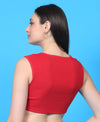 T.T. Women|Ribbed Crop Top|Sleeveless Notch Neck Slim Fit Aesthetic Streetwear Top|Stretchable Cotton Fabric|Tshirt|Top||Red