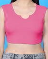 T.T. Women|Ribbed Crop Top|Sleeveless Notch Neck Slim Fit Aesthetic Streetwear Top|Stretchable Cotton Fabric|Tshirt|Top||Pink