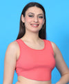 T.T. Women|Ribbed Crop Top|Sleeveless Round Neck Slim Fit Aesthetic Streetwear Top|Stretchable Cotton Fabric|Tshirt|Top||Coral