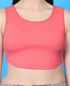 T.T. Women|Ribbed Crop Top|Sleeveless Round Neck Slim Fit Aesthetic Streetwear Top|Stretchable Cotton Fabric|Tshirt|Top||Coral