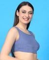 T.T. Women|Ribbed Crop Top|Sleeveless Round Neck Slim Fit Aesthetic Streetwear Top|Stretchable Cotton Fabric|Tshirt|Top||Blue