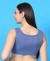 T.T. Women|Ribbed Crop Top|Sleeveless Round Neck Slim Fit Aesthetic Streetwear Top|Stretchable Cotton Fabric|Tshirt|Top||Blue