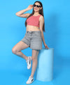 T.T. Women|Ribbed Crop Top|Sleeveless Round Neck Slim Fit Aesthetic Streetwear Top|Stretchable Cotton Fabric|Tshirt|Top||Apricot