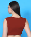 T.T. Women|Ribbed Crop Top|Sleeveless Notch Neck Slim Fit Aesthetic Streetwear Top|Stretchable Cotton Fabric|Tshirt|Top||Rust
