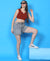 T.T. Women|Ribbed Crop Top|Sleeveless Notch Neck Slim Fit Aesthetic Streetwear Top|Stretchable Cotton Fabric|Tshirt|Top||Rust