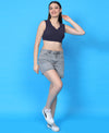 T.T. Women|Ribbed Crop Top|Sleeveless Notch Neck Slim Fit Aesthetic Streetwear Top|Stretchable Cotton Fabric|Tshirt|Top||Navy