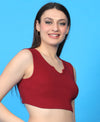 T.T. Women|Ribbed Crop Top|Sleeveless Notch Neck Slim Fit Aesthetic Streetwear Top|Stretchable Cotton Fabric|Tshirt|Top||Maroon