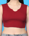 T.T. Women|Ribbed Crop Top|Sleeveless Notch Neck Slim Fit Aesthetic Streetwear Top|Stretchable Cotton Fabric|Tshirt|Top||Maroon