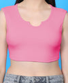 T.T. Women|Ribbed Crop Top|Sleeveless Notch Neck Slim Fit Aesthetic Streetwear Top|Stretchable Cotton Fabric|Tshirt|Top||L.Pink
