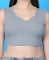 T.T. Women|Ribbed Crop Top|Sleeveless Notch Neck Slim Fit Aesthetic Streetwear Top|Stretchable Cotton Fabric|Tshirt|Top||Grey