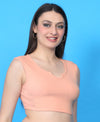 T.T. Women|Ribbed Crop Top|Sleeveless Notch Neck Slim Fit Aesthetic Streetwear Top|Stretchable Cotton Fabric|Tshirt|Top||Cream