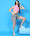 T.T. Women|Ribbed Crop Top|Sleeveless High Neck Slim Fit Aesthetic Streetwear Top|Stretchable Cotton Fabric|Tshirt|Top||Pink