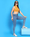 T.T. Women|Ribbed Crop Top|Sleeveless High Neck Slim Fit Aesthetic Streetwear Top|Stretchable Cotton Fabric|Tshirt|Top||Mustard