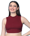 T.T. Women|Ribbed Crop Top|Sleeveless High Neck Slim Fit Aesthetic Streetwear Top|Stretchable Cotton Fabric|Tshirt|Top||Maroon