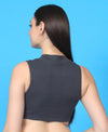T.T. Women|Ribbed Crop Top|Sleeveless High Neck Slim Fit Aesthetic Streetwear Top|Stretchable Cotton Fabric|Tshirt|Top||D.Grey