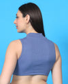 T.T. Women|Ribbed Crop Top|Sleeveless High Neck Slim Fit Aesthetic Streetwear Top|Stretchable Cotton Fabric|Tshirt|Top||L. Blue